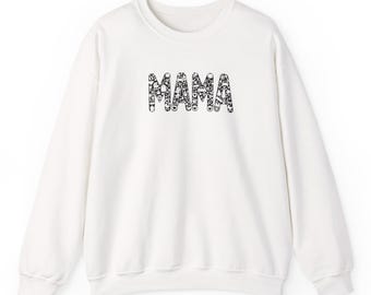 Doodle Letter Mama-sweater, trendy mom ronde hals