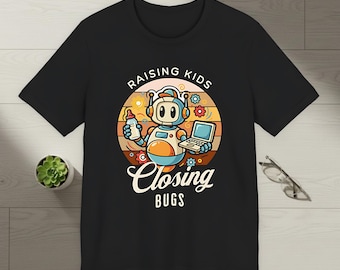 Grappig technisch T-shirt voor ouders, opvoedende kinderen sluitende bugs, cadeau programmeur
