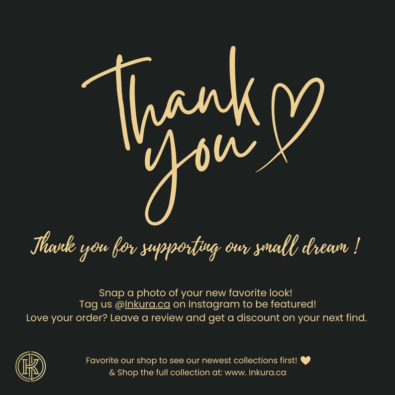 Thank you for supporting our small business