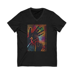 Filipino Sign Language Hand Sign Art Tshirt | Graphic Tee l Neon Linework by Maria Tanya de Guzman