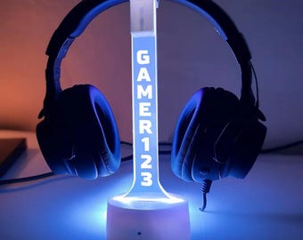 Soporte para auriculares con gamertag personalizado, accesorios para videojuegos, regalos para él/ella/cumpleaños/amigos/Navidad