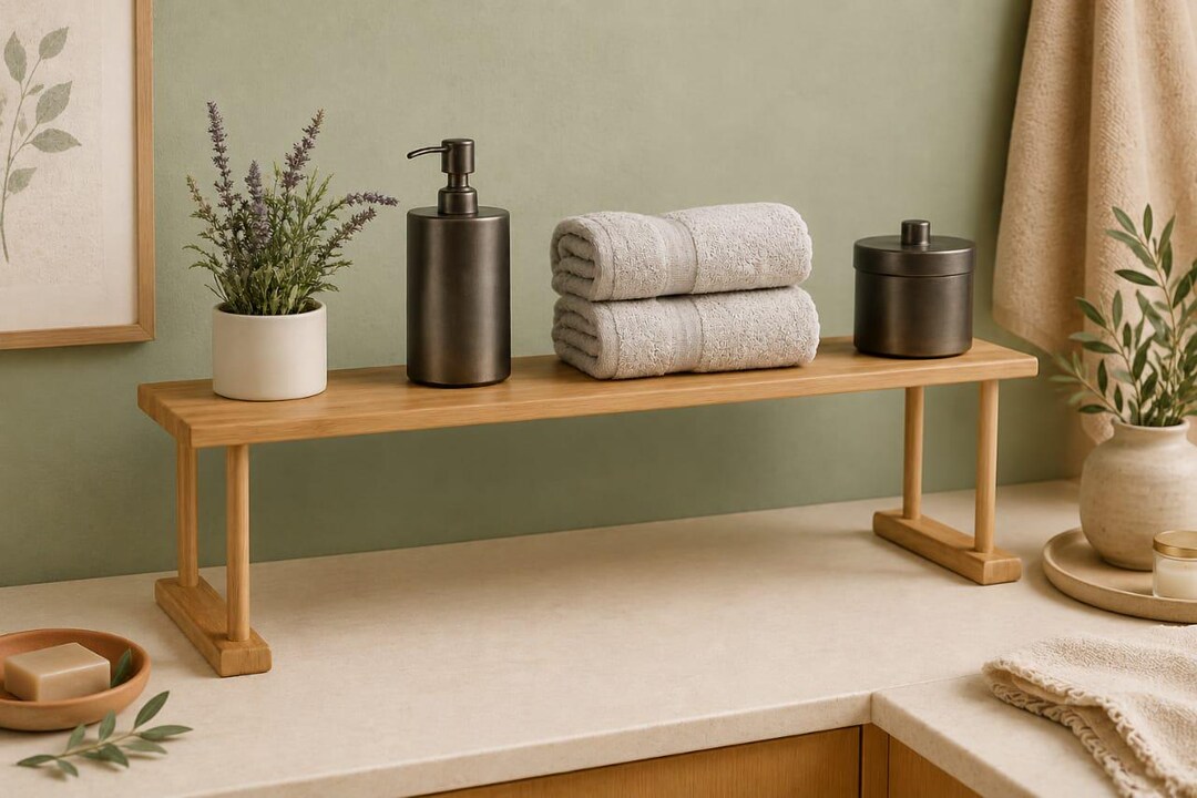 Bamboo Over Sink Shelf | Space-saving Countertop Storage Rack Organizer ...