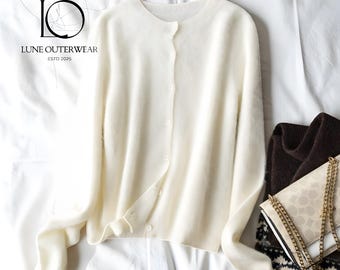 Wool Cardigan Women Button Up Knit Sweater Soft Lightweight Fall Winter Casual Outfit