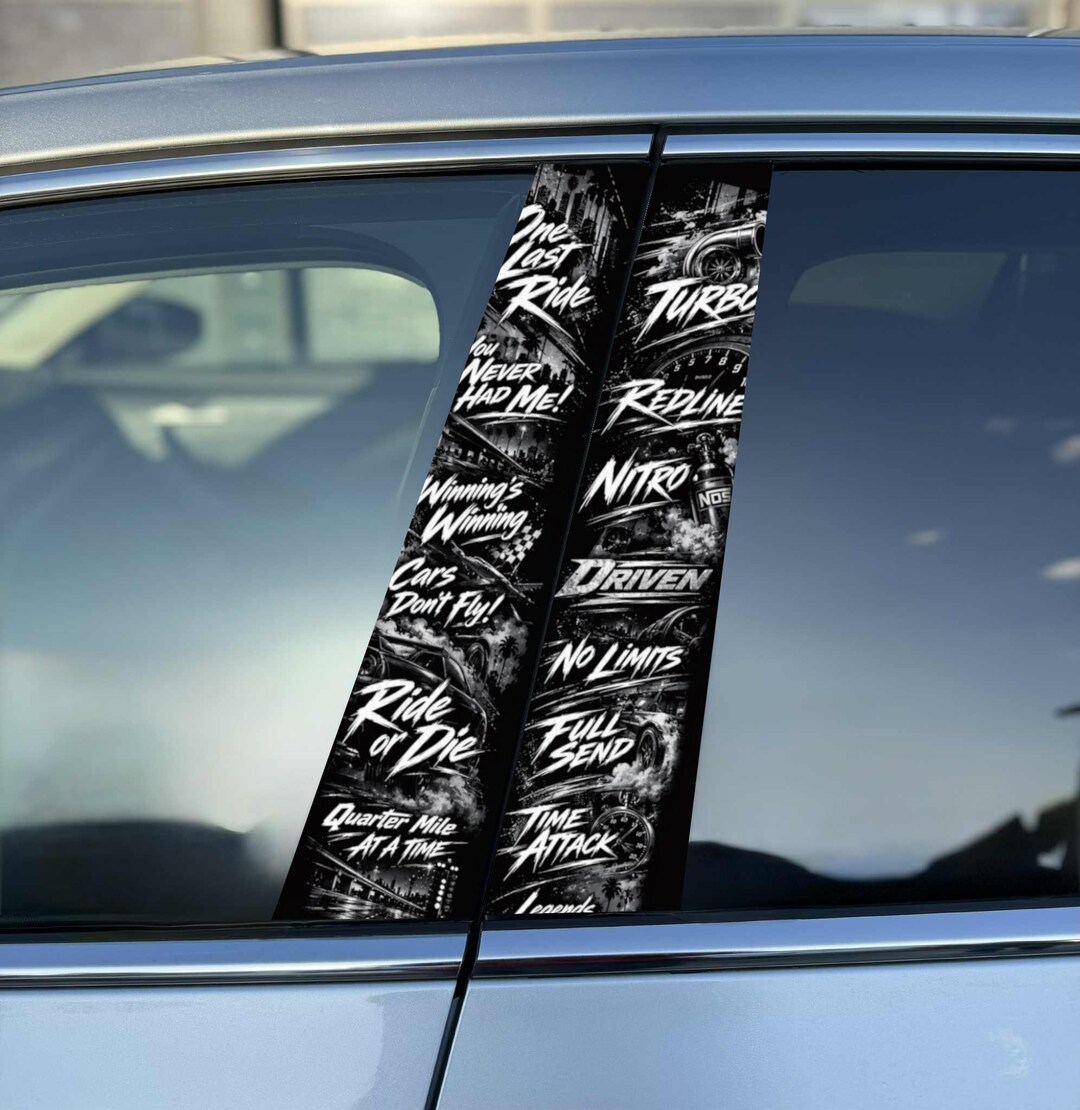 Static Typograhpy Street Racing Legnds Design Car Pillar Sticker Premium, Universal Fit ...