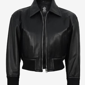 80s Cropped Leather Bomber Jackets Xs - Etsy