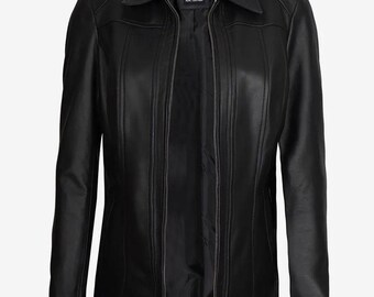 Classic Gap Men's Black Leather Jacket - Immaculate Condition
