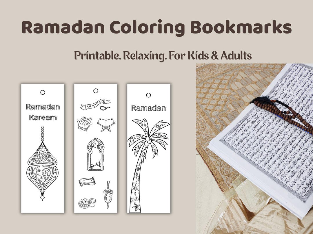 Ramadan Coloring Bookmarks | Islamic Activity, Kids & Adults (instant ...