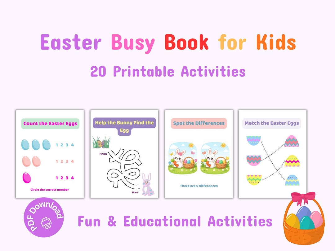Easter Busy Book for Kids |20 Printable Activities |toddler Learning ...
