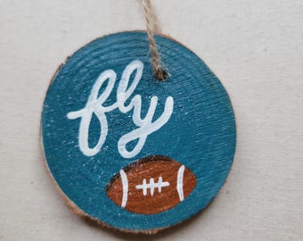 Vliegenornament - houten schijf, geschilderd vakantiedecor. Eagles Football, Philadelphia cadeau. Philadelphia trots.