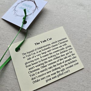Yule Cat Ornament - Hand painted wood slice holiday ornament or Solstice gift! Icelandic folklore of Jólakötturinn image 3