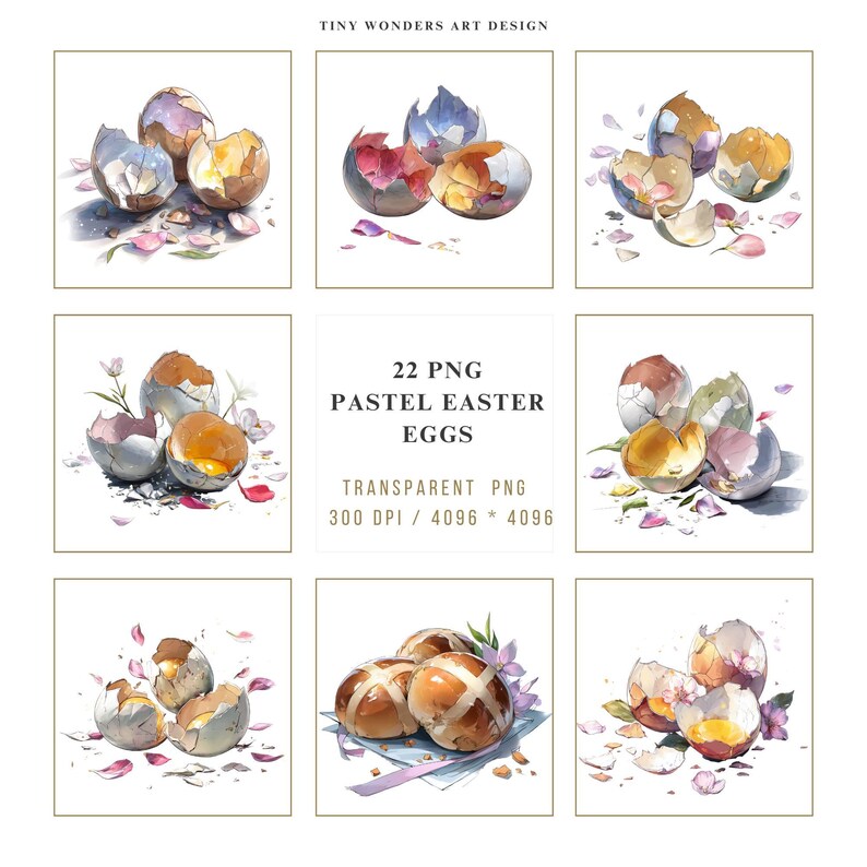 Pastel Easter Eggs Clipart Bundle – 22 Watercolor Egg PNG Files ...