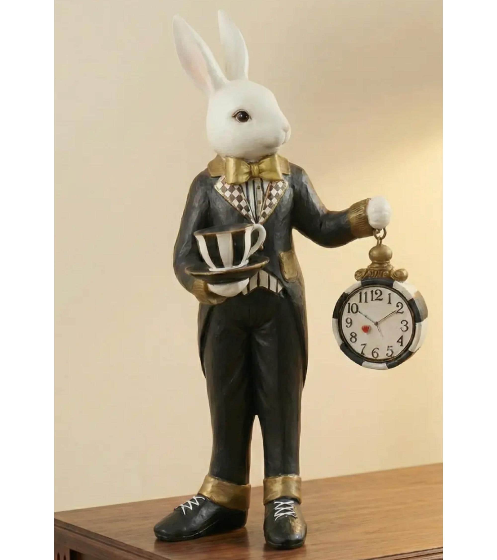 Eastern Rabbit Clock Easter Rabbit Statue With Suit and Clock Decor - Etsy