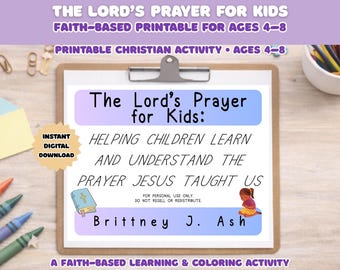 Lord’s Prayer for Kids Printable | Children’s Prayer, Coloring Page & Line-by-Line Meaning | Christian PDF Ages 4–8