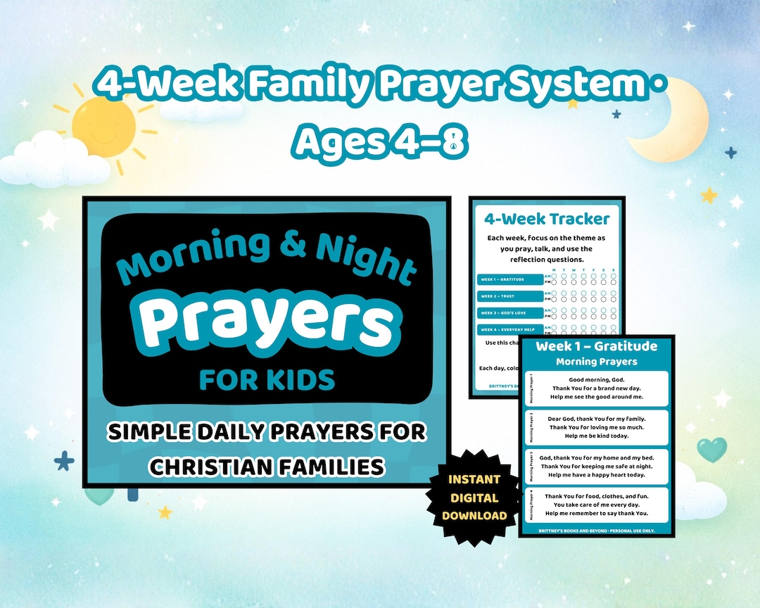Morning & Night Prayers for Kids 4‑week Family Prayer System Printable ...
