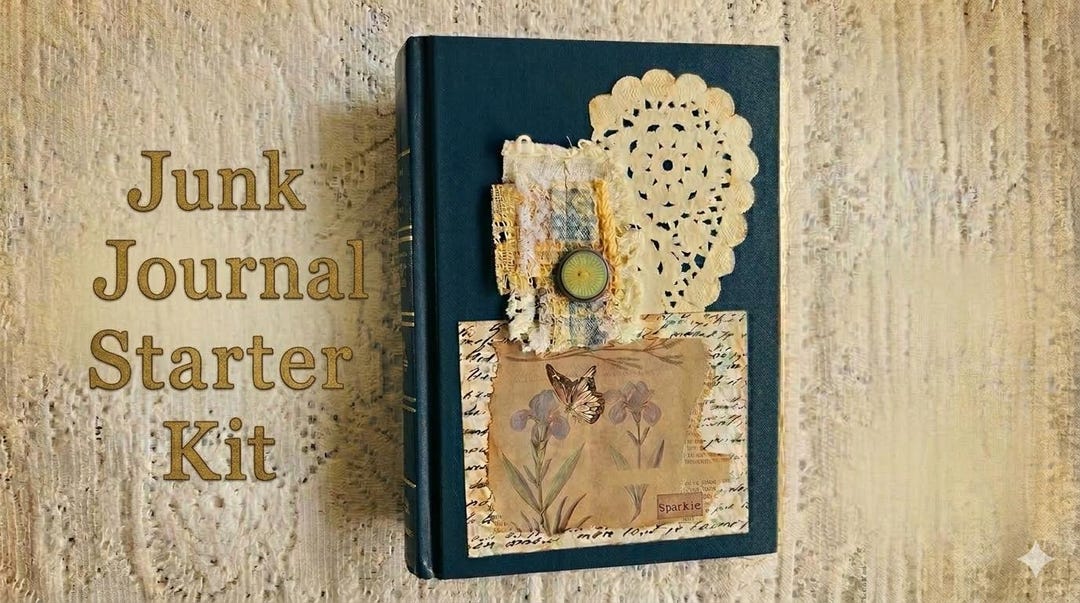 Vintage Junk Journal Starter Kit - Ephemera Pack - Papers and Trims ...