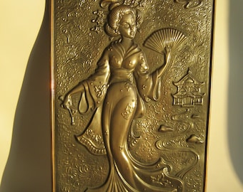 1970- 80s Ussr Vintage metal embossing Japanese 46/27 cm home decor