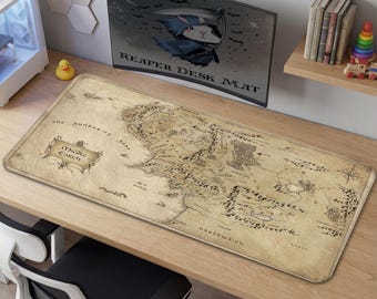 Tappetino da scrivania con mappa della Terra di Mezzo / Grande tappetino per mouse da gioco fantasy