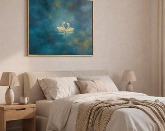 Swan Heart Painting Poster | Matte Poster