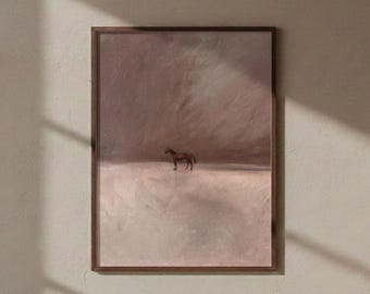 Minimal Brown Horse poster Satin Poster | Equine Art, Neutral Wall Decor