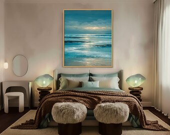 Teal Seascape Sunset Poster | Fine Art Poster, Ocean Landscape Wall Art