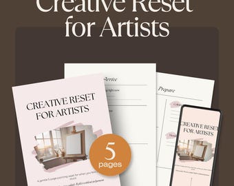 Creatieve reset voor artiesten | Afdrukbare artiestenplanner om creatieve blokkades te doorbreken | Schildergids voor 5 pagina's