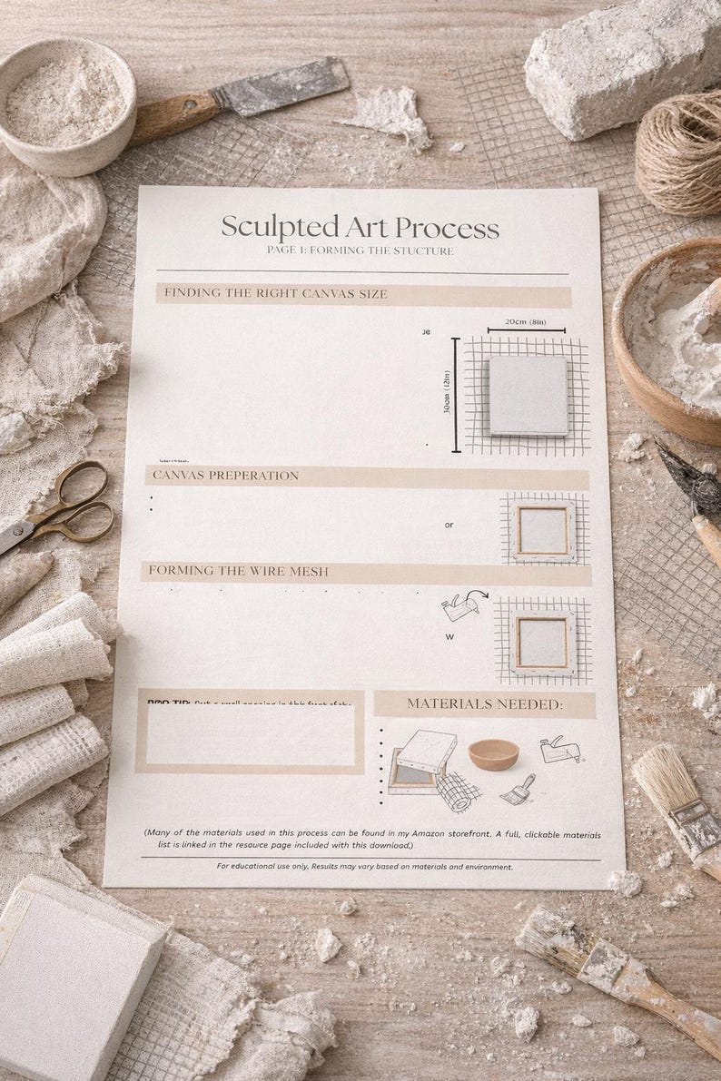 Procesgids voor gebeeldhouwde gipskunst | Zelfstudie textuurkunst | Stapsgewijze pdf + materiaalbronnen afbeelding 3
