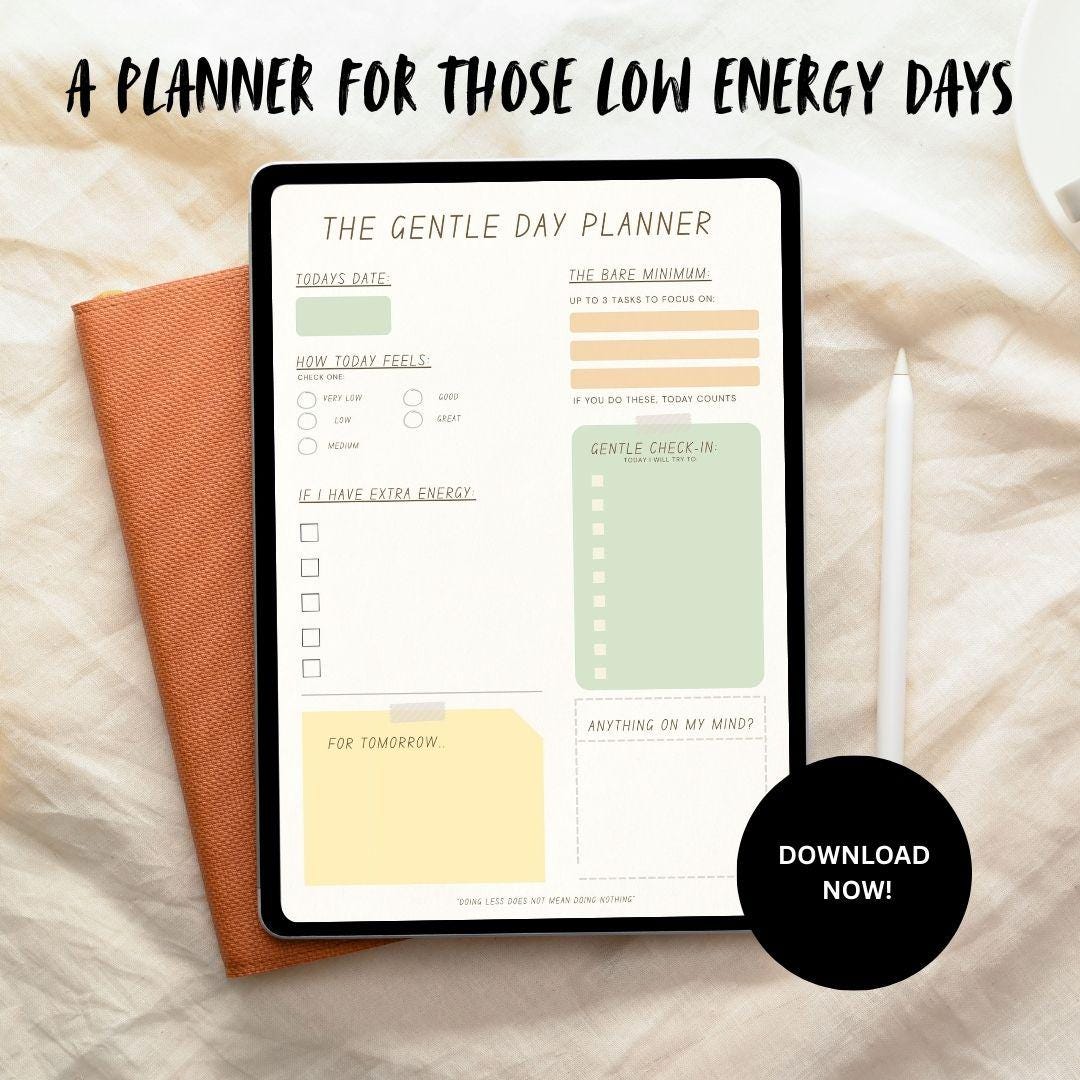 Low Energy Daily Planner | Gentle Productivity Printable | ADHD ...