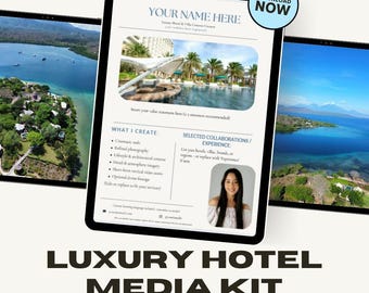 Mediakit luxe hotel en canvassjabloon prijzen | Samenwerkingssjabloon voor contentmakers | Bewerkbaar voorstel van twee pagina's