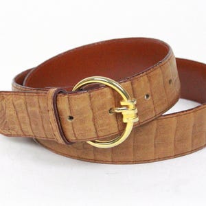 Vintage MCM for Neiman Marcus Woven Leather Belt Brown Large Gold Buckle Sz L Mcm belt gold buckle - Gem main image 2