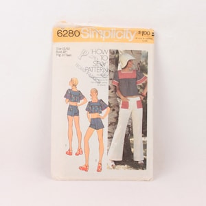 1970s Simplicity 6280 // top with hip hugger bell bottoms or shorts