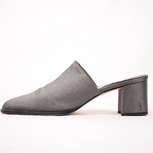 Nieman Marcus metallic graphite mules // sz 9.5AA
