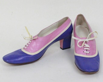 60s Jack Rogers heels // purple and pink // size 7.5 AAA