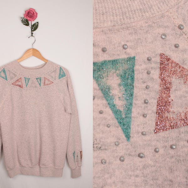 SALE // Vintage Sweatshirt // Glitzer-Applikation