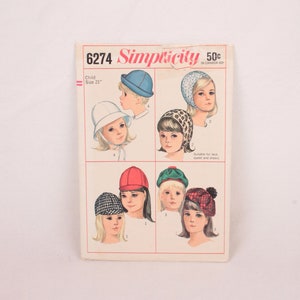 1960s Simplicity 6274 // childs&#39; and girls&#39; set of hats // four styles