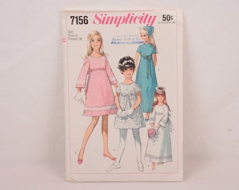 1960er Jahre Einfachheit 7156 / / Mädchen Kleid in zwei Längen / / Größe 8