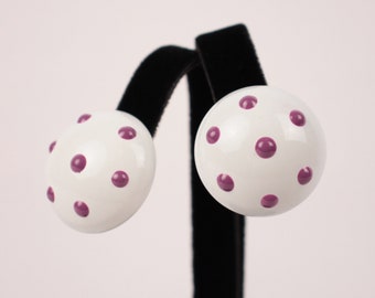 80s enamel earrings // polka dot domes