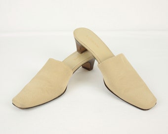 Mules talon chaton Y2K // tissu beige // sz 7