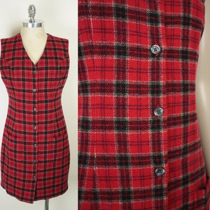 90s Y2K plaid wool sheath dress // Eddie Bauer