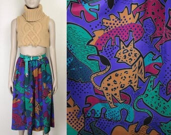 70s abstract animal print skirt // belt loops