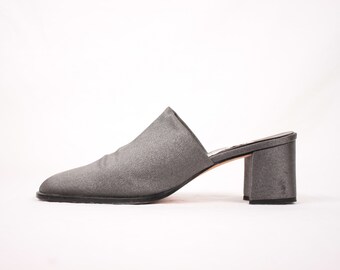 Nieman Marcus metallic graphite mules // sz 9.5AA