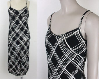 90s Y2K bias cut dress // Gap // black and white