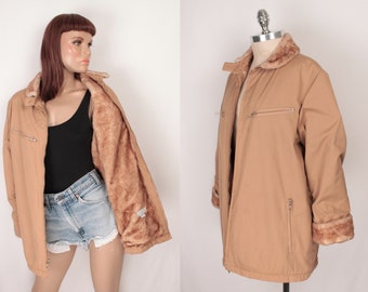 London Fog barn coat // faux fur lining