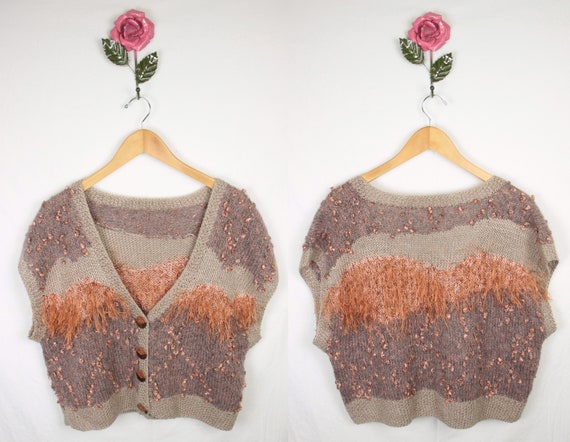 80s knit cardigan // soft and slouchy // copper a… - image 10