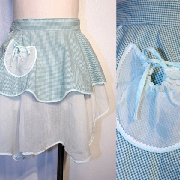Vintage Hostess Apron // Tiered Green GINGHAM
