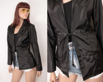 Y2K vinyl jacket // tie closure