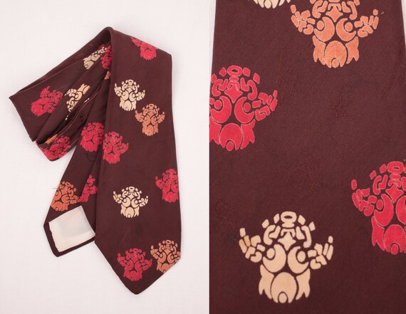 60s 70s novelty tie // crown and scepter damask - image 1