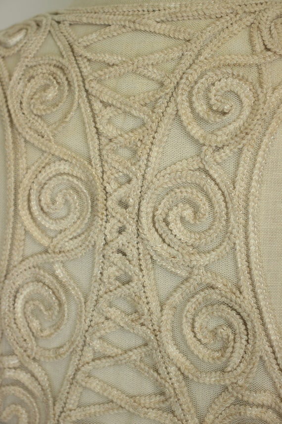 90s Y2K embroidered back dress // khaki linen - image 6