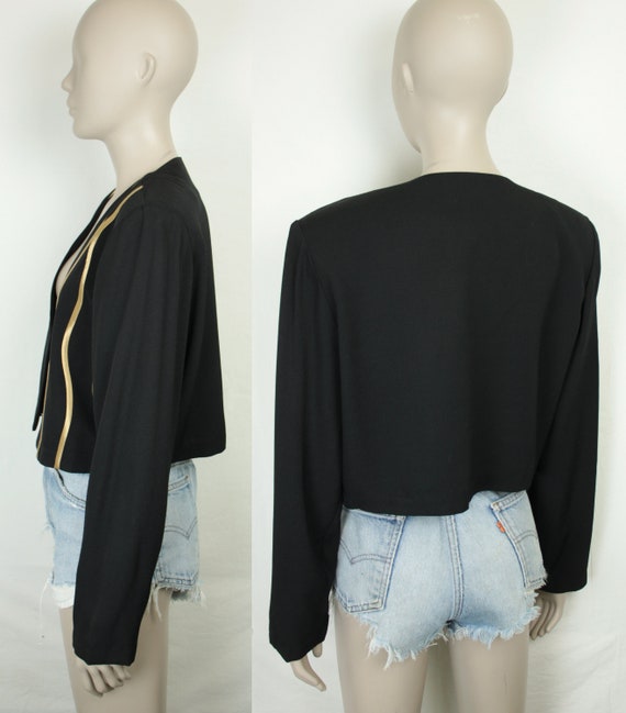 90s Y2K bolero jacket // gold wave trim - image 3