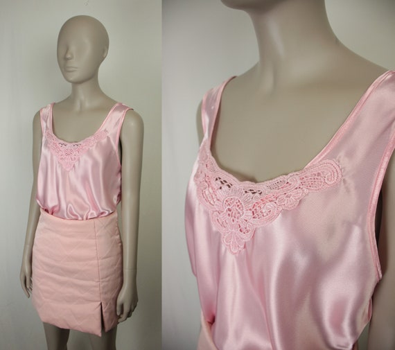 80s 90s satin camisole // bubblegum pink - image 1