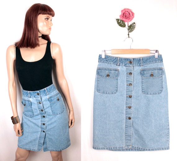 SALE // 90s denim skirt // button down